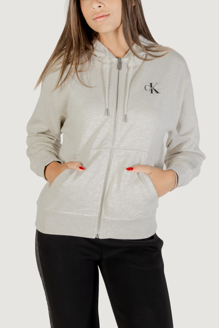Felpa con cappuccio Calvin Klein MONOLOGO FRENCH TERR Grigio Chiaro