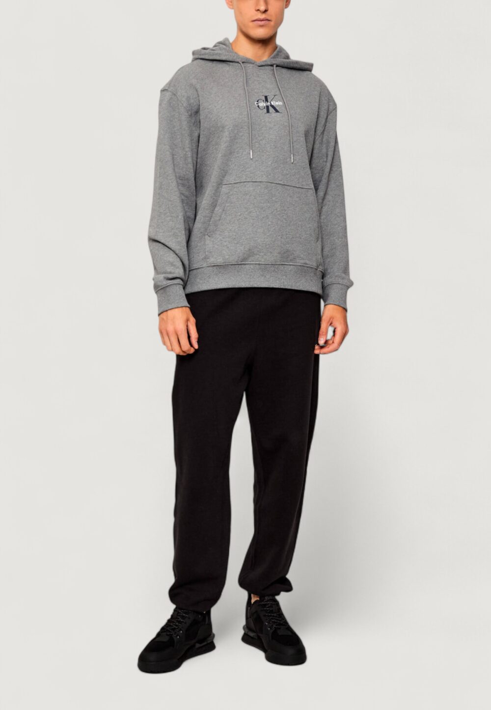 Felpa con cappuccio Calvin Klein Jeans LS EU 350TERRY MICRO MONOLOGO HO Grigio Scuro - Foto 2