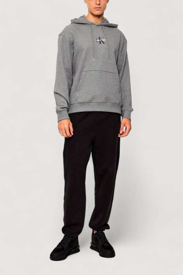Felpa con cappuccio Calvin Klein LS EU 350TERRY MICRO MONOLOGO HO Grigio Scuro – LV04RD243G