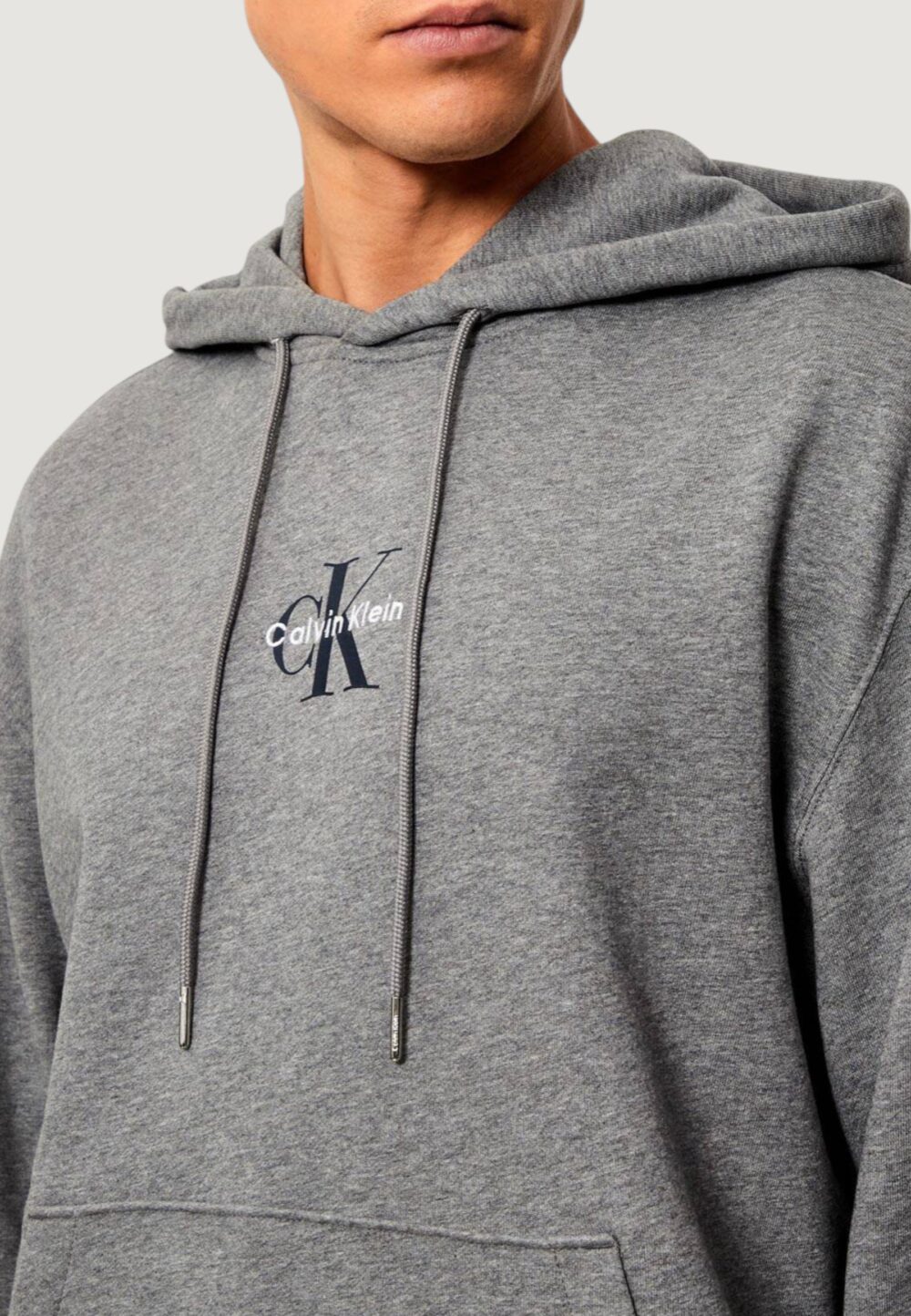Felpa con cappuccio Calvin Klein Jeans LS EU 350TERRY MICRO MONOLOGO HO Grigio Scuro - Foto 3