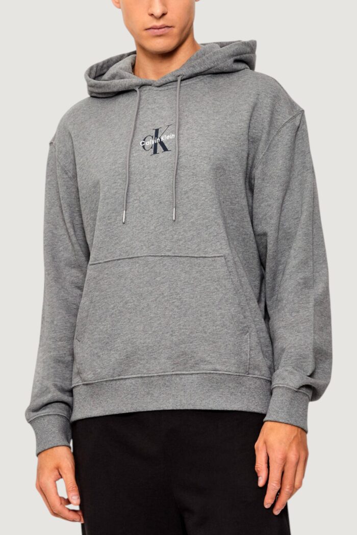 Felpa con cappuccio Calvin Klein LS EU 350TERRY MICRO MONOLOGO HO Grigio Scuro – LV04RD243G