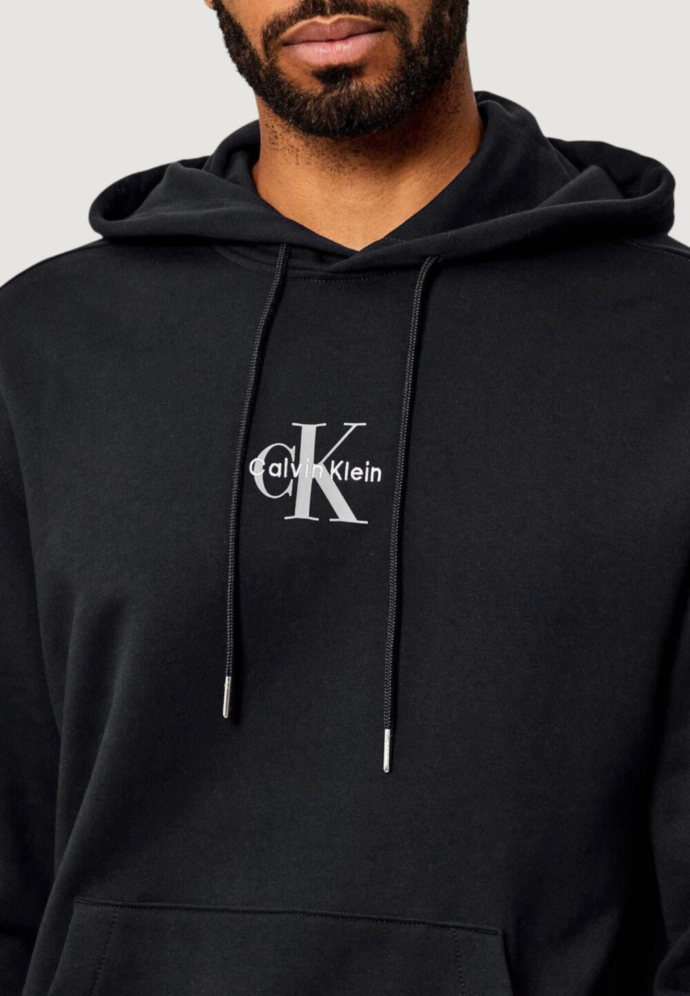 Felpa con cappuccio Calvin Klein Jeans LS EU 350TERRY MICRO MONOLOGO HO Nero - Foto 2