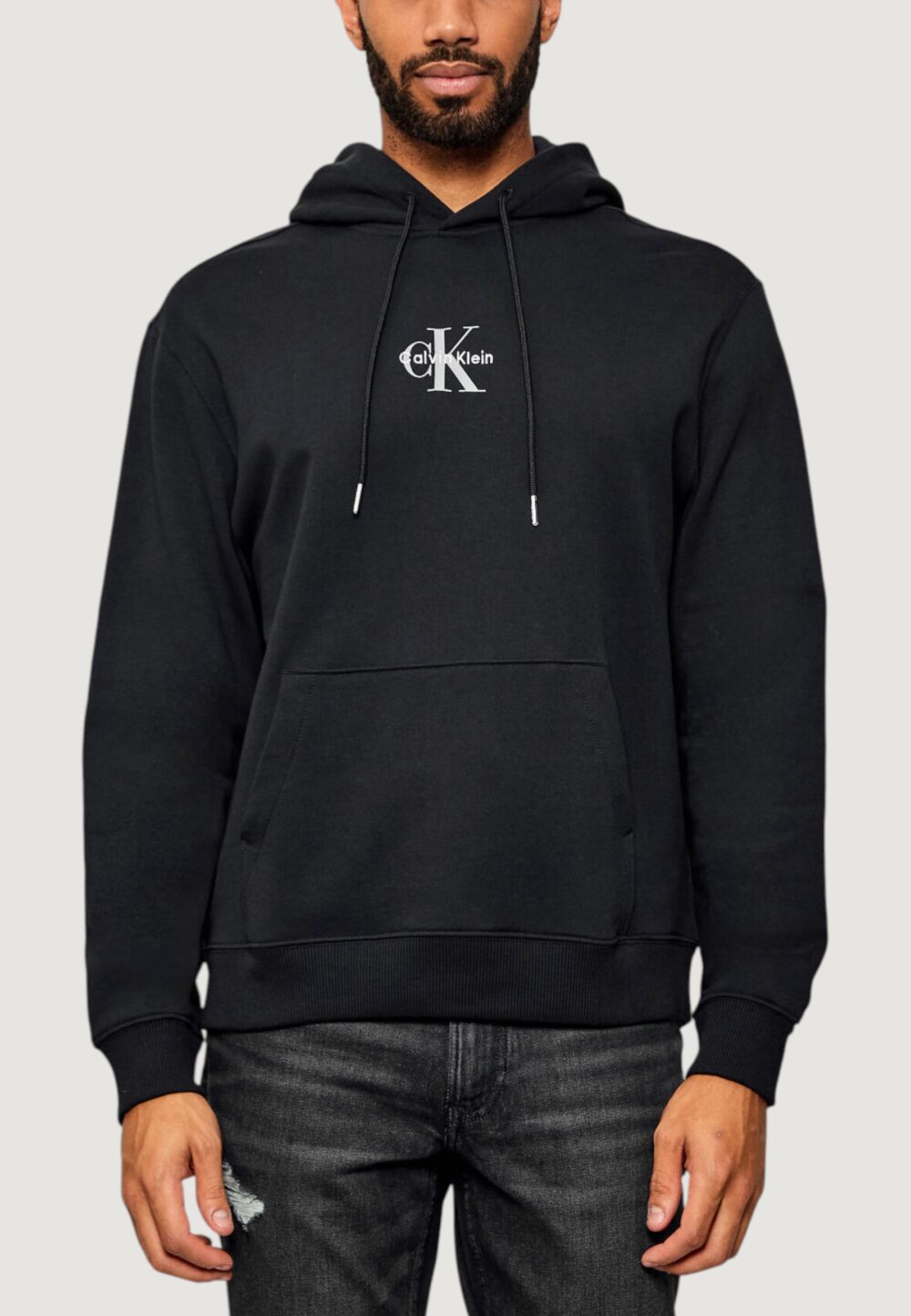Felpa con cappuccio Calvin Klein Jeans LS EU 350TERRY MICRO MONOLOGO HO Nero - Foto 1