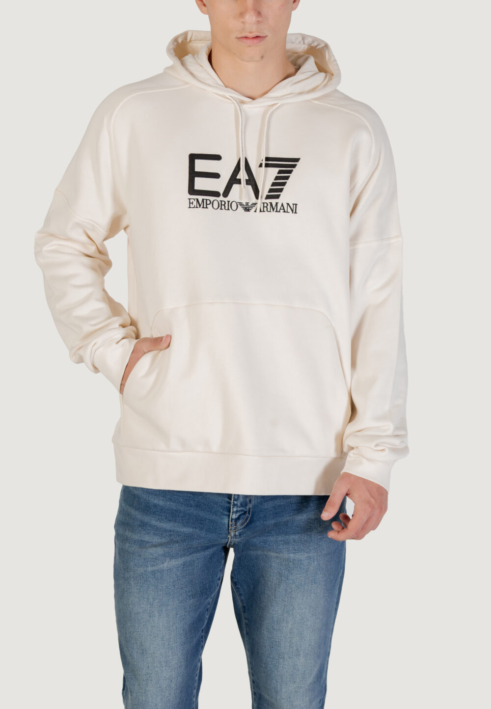 Felpa con cappuccio EA7  Bianco - Nero - Foto 1