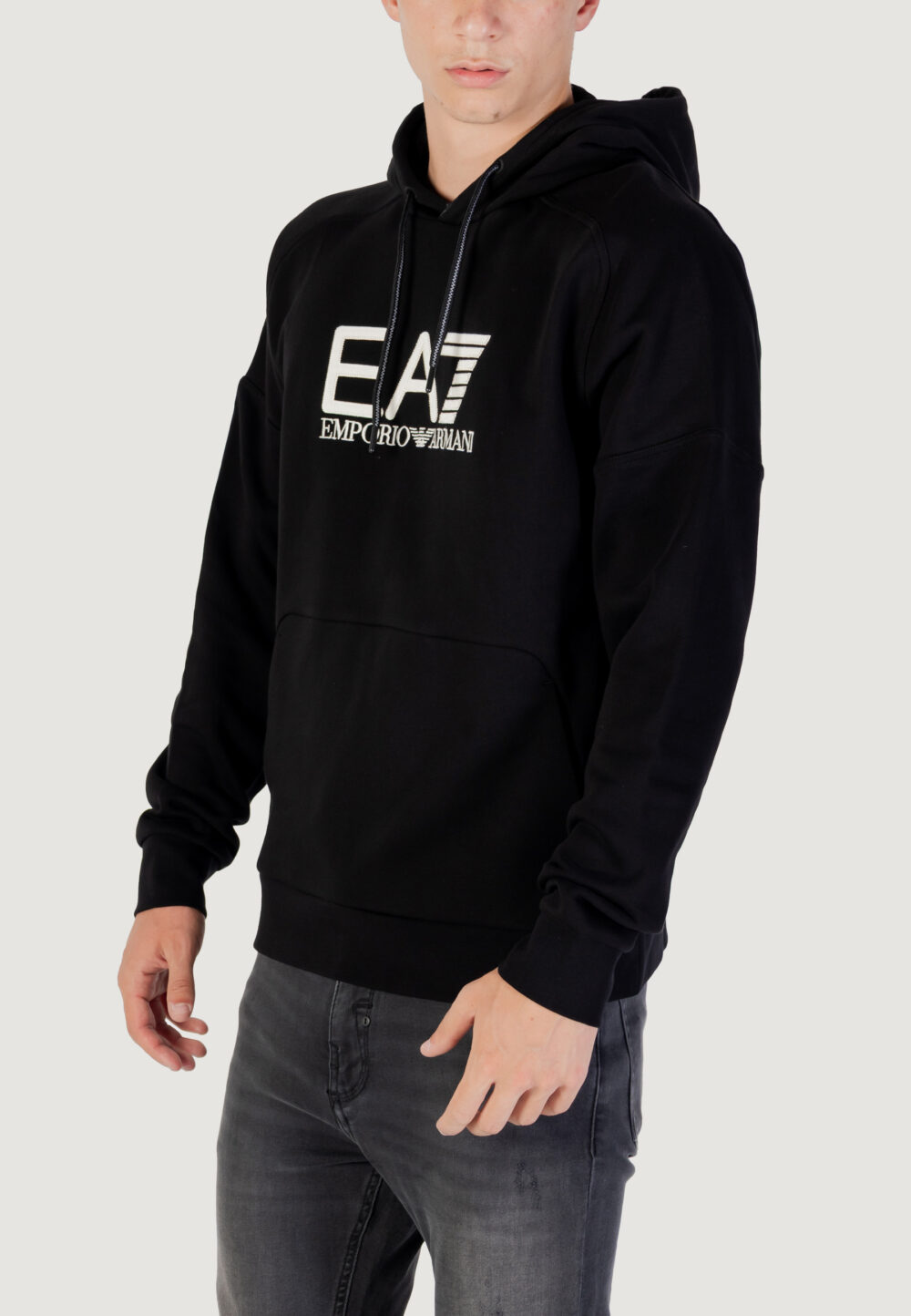 Felpa con cappuccio EA7  Nero - Bianco - Foto 4