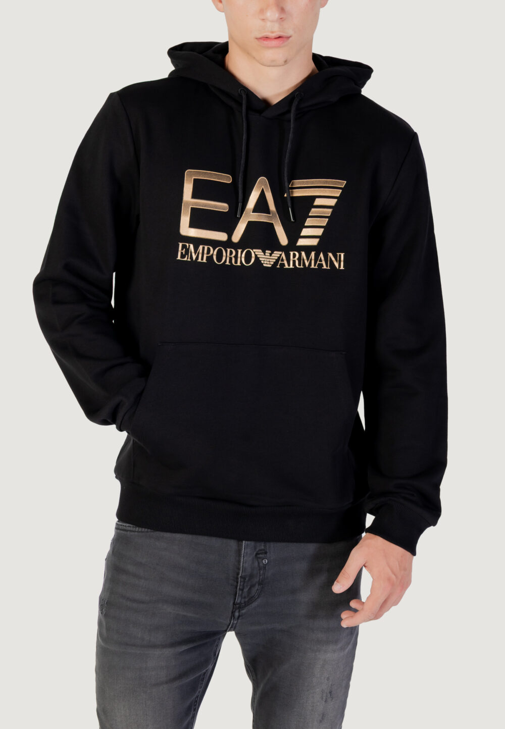 Felpa con cappuccio EA7  Nero - Oro - Foto 1