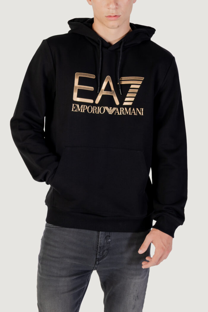 Felpa con cappuccio Ea7  Nero – Oro – 7M001190 AF17787