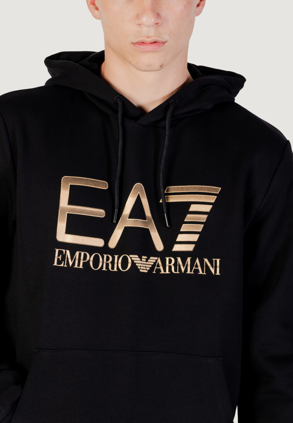 Felpa con cappuccio EA7  Nero - Oro - Foto 2