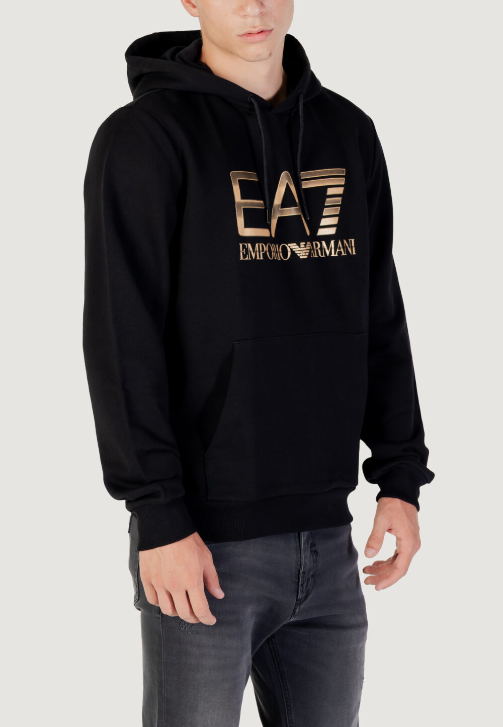 Felpa con cappuccio EA7  Nero - Oro - Foto 3