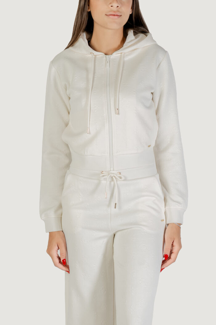 Felpa con cappuccio Guess Active 3D PEONY ZIPPER HOODIE JACKET Bianco