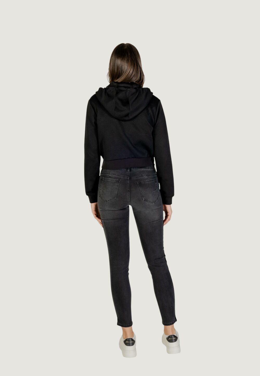 Felpa con cappuccio Guess Active 3D PEONY ZIPPER HOODIE JACKET Nero - Foto 4
