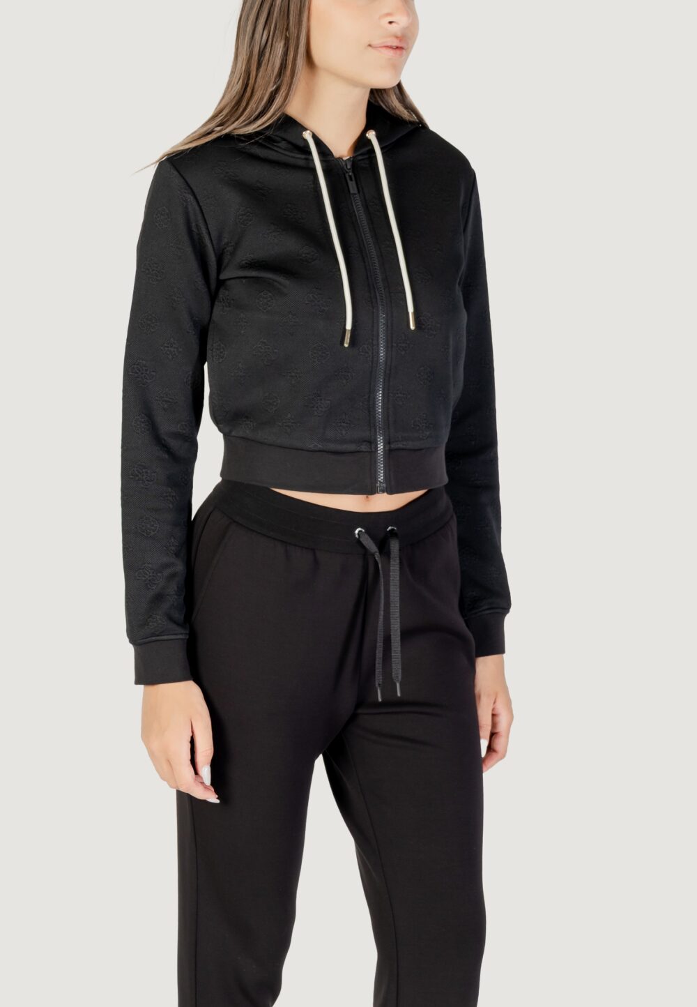 Felpa con cappuccio Guess 3D PEONY ZIPPER HOODIE JACKET Nero - Foto 3