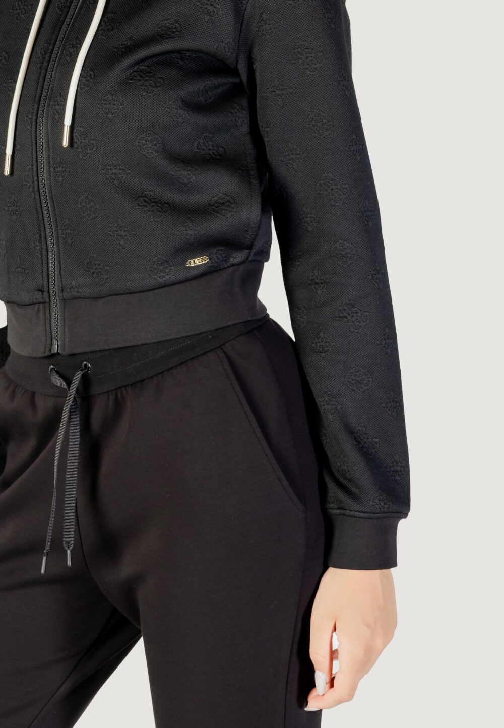 Felpa con cappuccio Guess 3D PEONY ZIPPER HOODIE JACKET Nero - Foto 5