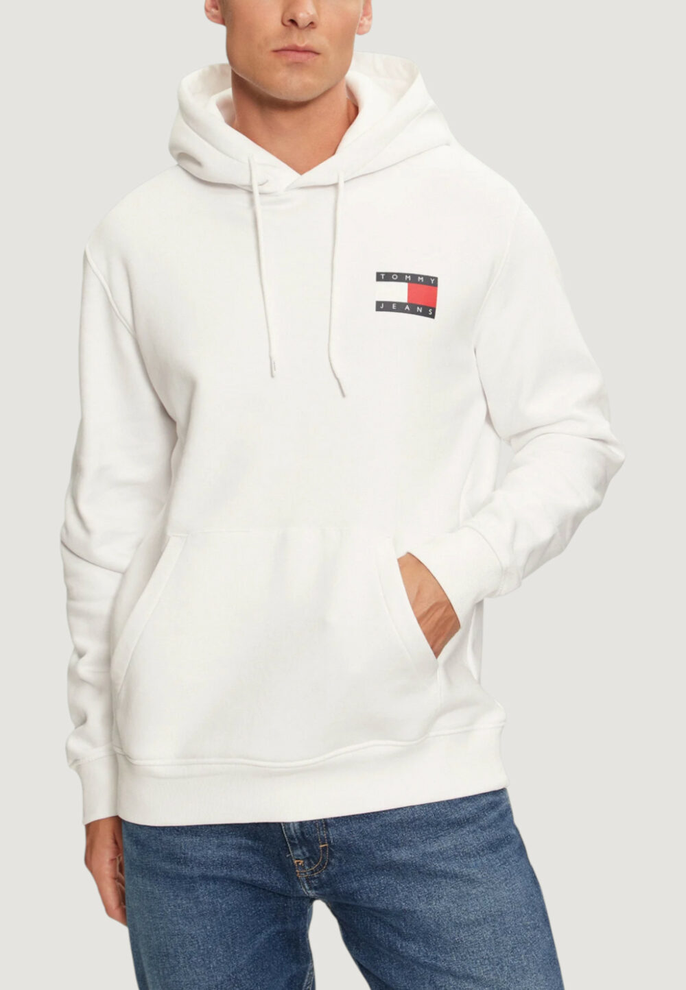 Felpa con cappuccio Tommy Hilfiger Jeans TJM REG ESSENTIAL FLAG HOOD EXT Bianco - Foto 1