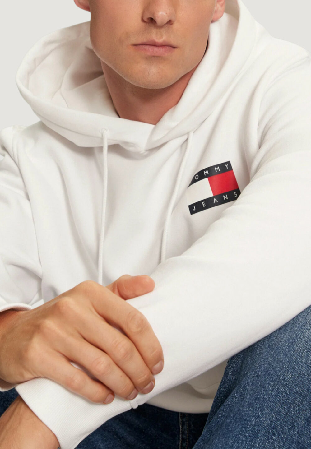 Felpa con cappuccio Tommy Hilfiger Jeans TJM REG ESSENTIAL FLAG HOOD EXT Bianco - Foto 4