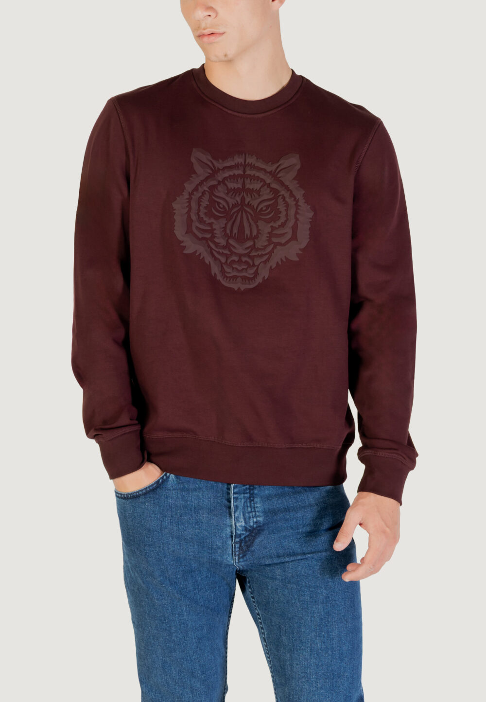Felpa senza cappuccio Antony Morato REGULAR FIT WITH RUBBER PRISM SHAPE PRINT Bordeaux - Foto 1