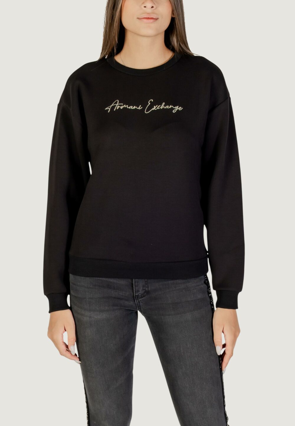 Felpa senza cappuccio Armani Exchange  Nero - Oro - Foto 1