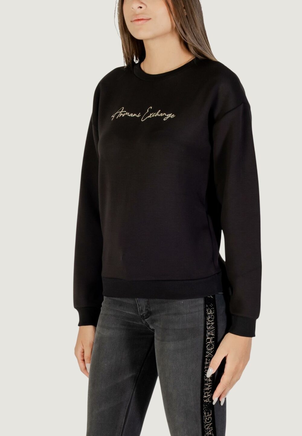 Felpa senza cappuccio Armani Exchange  Nero - Oro - Foto 2