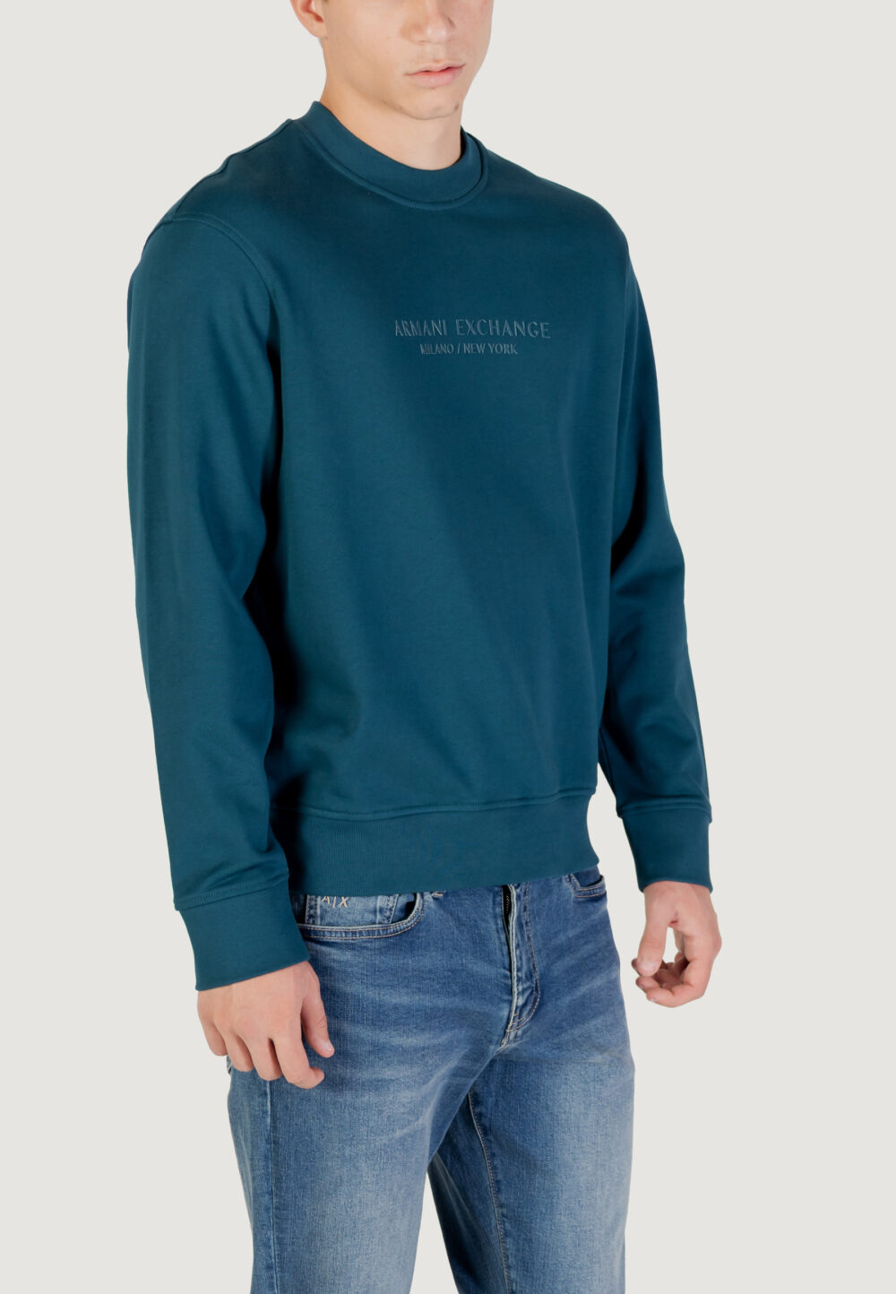 Felpa senza cappuccio Armani Exchange  Petrolio - Foto 3