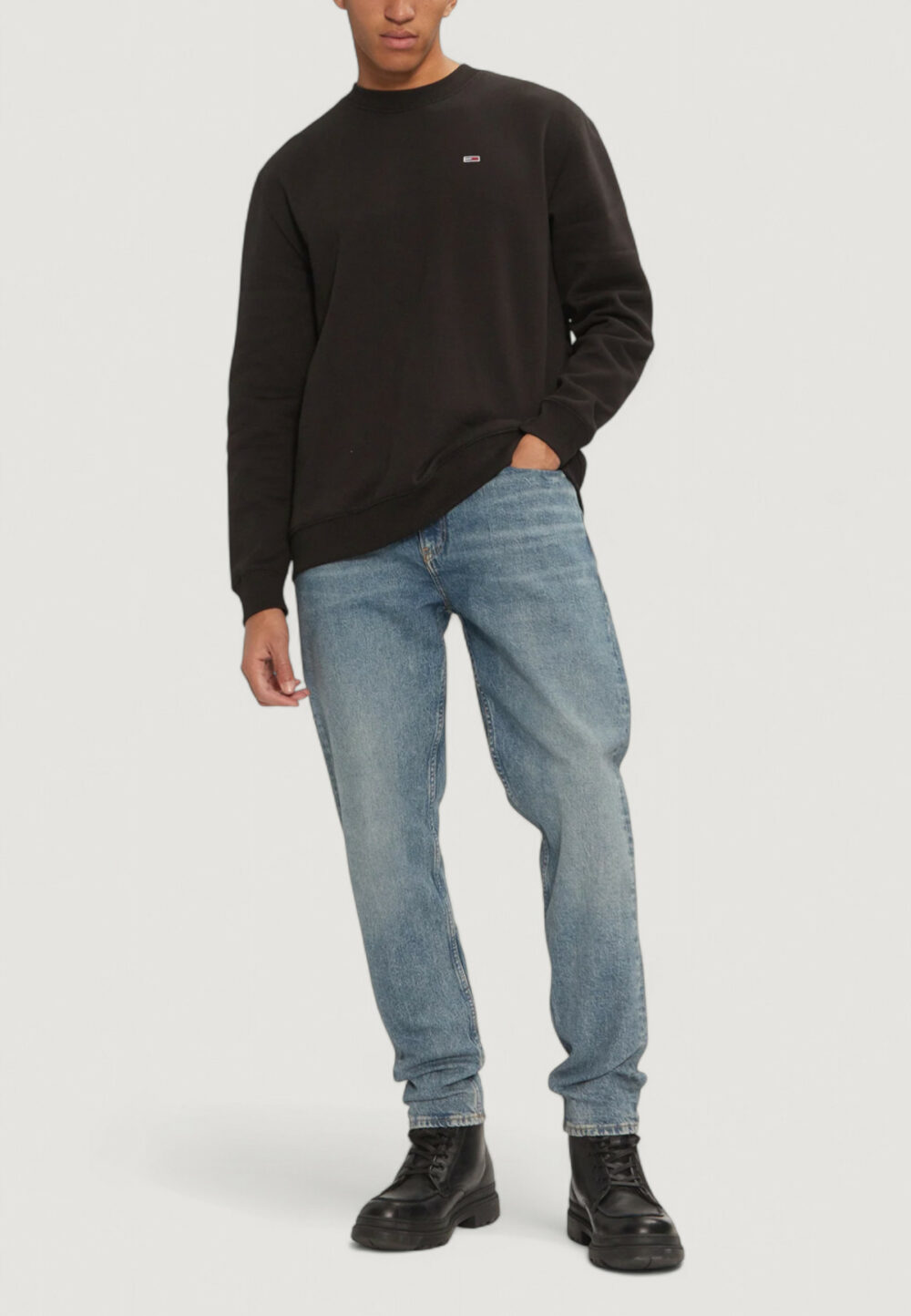 Felpa senza cappuccio Tommy Hilfiger Jeans TJM REG S FLAG CREW Nero - Foto 2