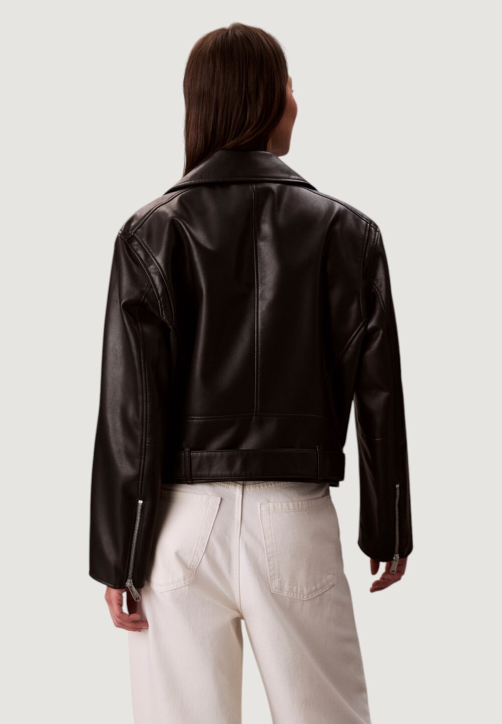 Giacchetto Calvin Klein Jeans FAUX LEATHER MOTO JA Nero - Foto 3