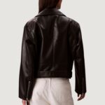 Giacchetto Calvin Klein Jeans FAUX LEATHER MOTO JA Nero - Foto 3