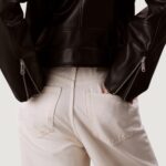 Giacchetto Calvin Klein Jeans FAUX LEATHER MOTO JA Nero - Foto 4