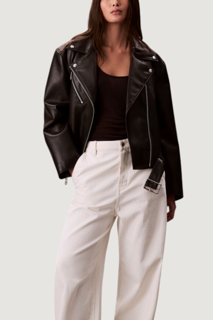 Giacchetto Calvin Klein FAUX LEATHER MOTO JA Nero – LV044C532G