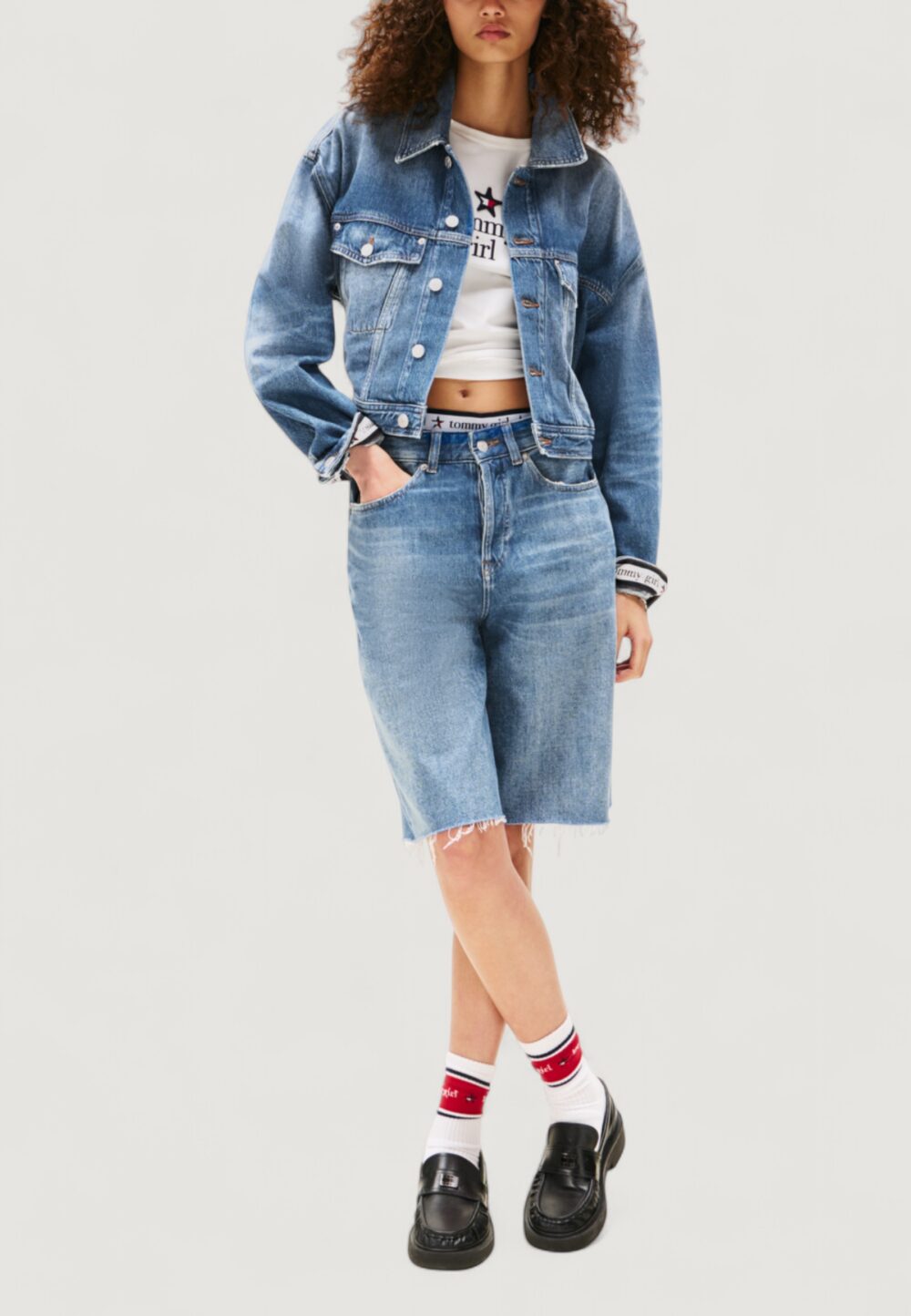 Giacchetto Tommy Hilfiger Jeans TOMMY GIRL OVSZ CRP Indigo - Foto 4