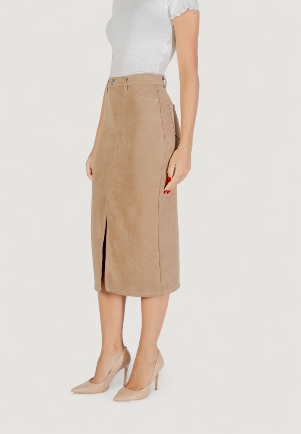 Gonna lunga Only ONLSTINA LIFE MW FAUX SUEDE SKIRT CC PNT Beige - Foto 2