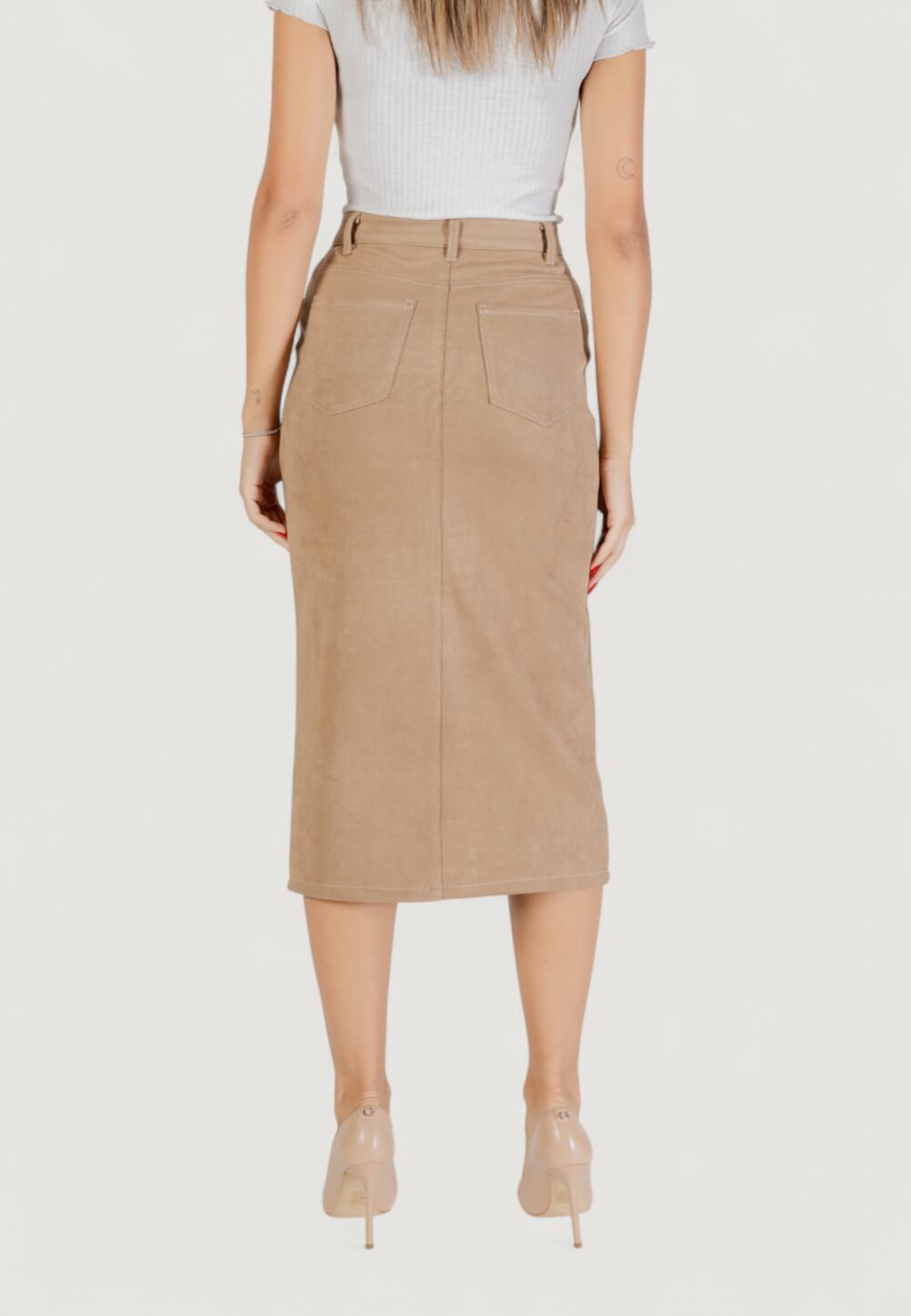 Gonna lunga Only ONLSTINA LIFE MW FAUX SUEDE SKIRT CC PNT Beige - Foto 4