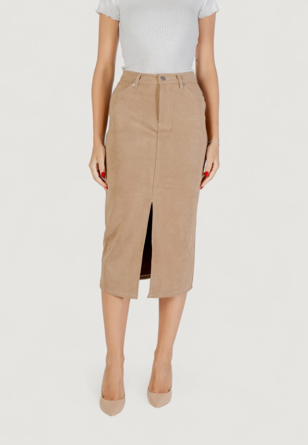 Gonna lunga Only ONLSTINA LIFE MW FAUX SUEDE SKIRT CC PNT Beige - Foto 5