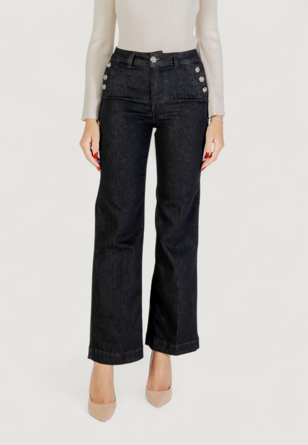 Jeans bootcut Liu-Jo B.UP FLARE BUTTON H.W. Nero - Foto 1