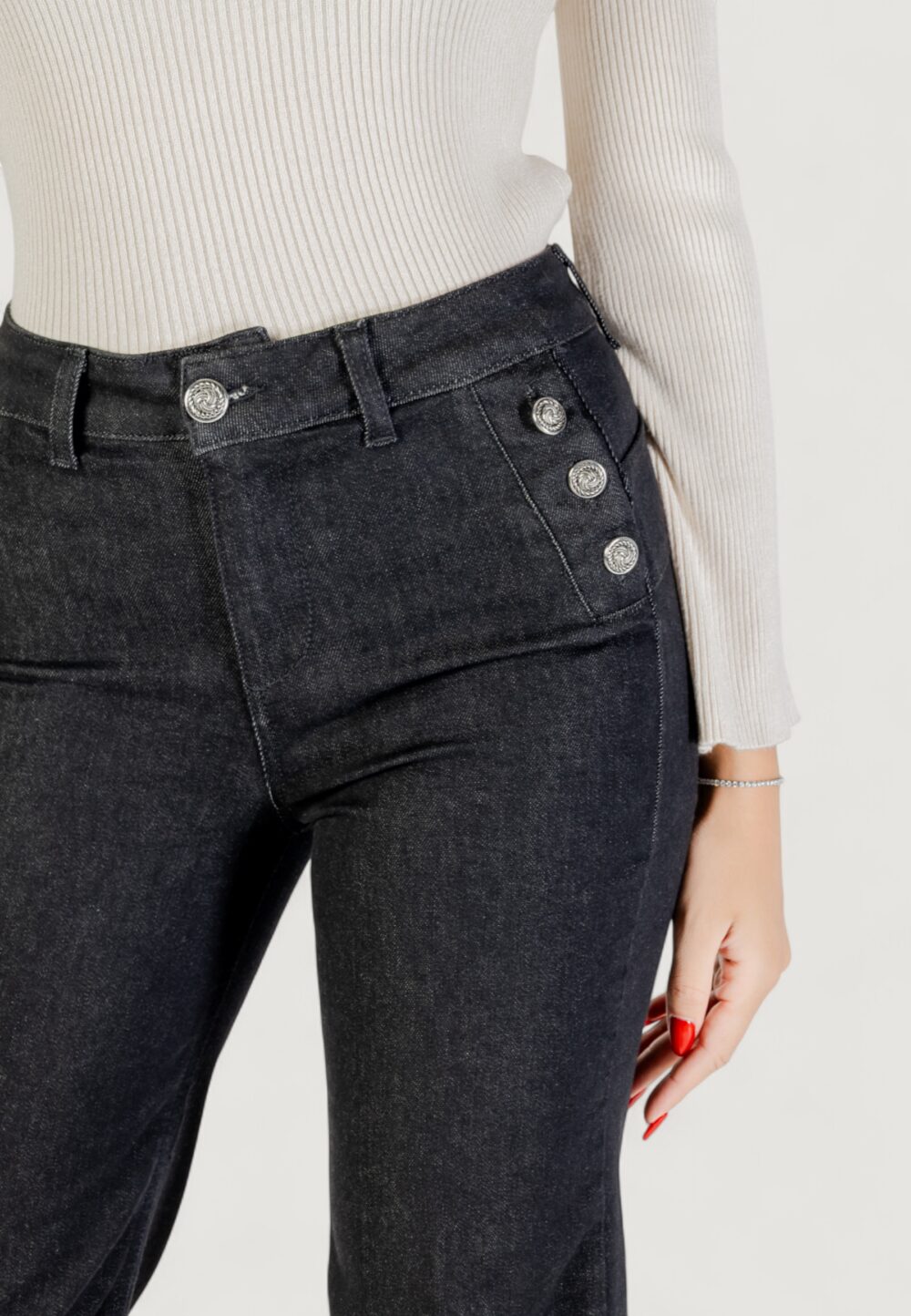 Jeans bootcut Liu-Jo B.UP FLARE BUTTON H.W. Nero - Foto 2