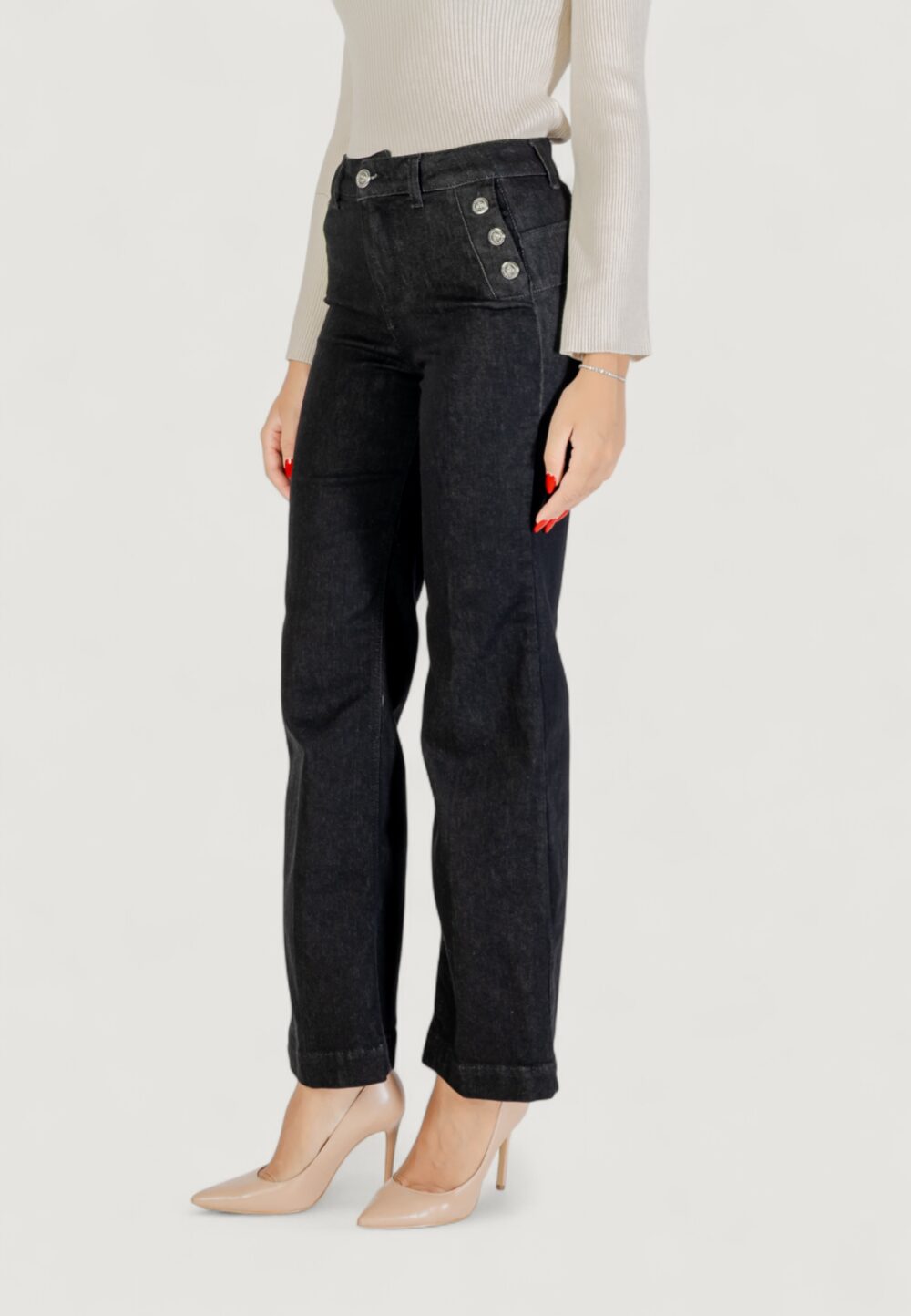 Jeans bootcut Liu-Jo B.UP FLARE BUTTON H.W. Nero - Foto 3