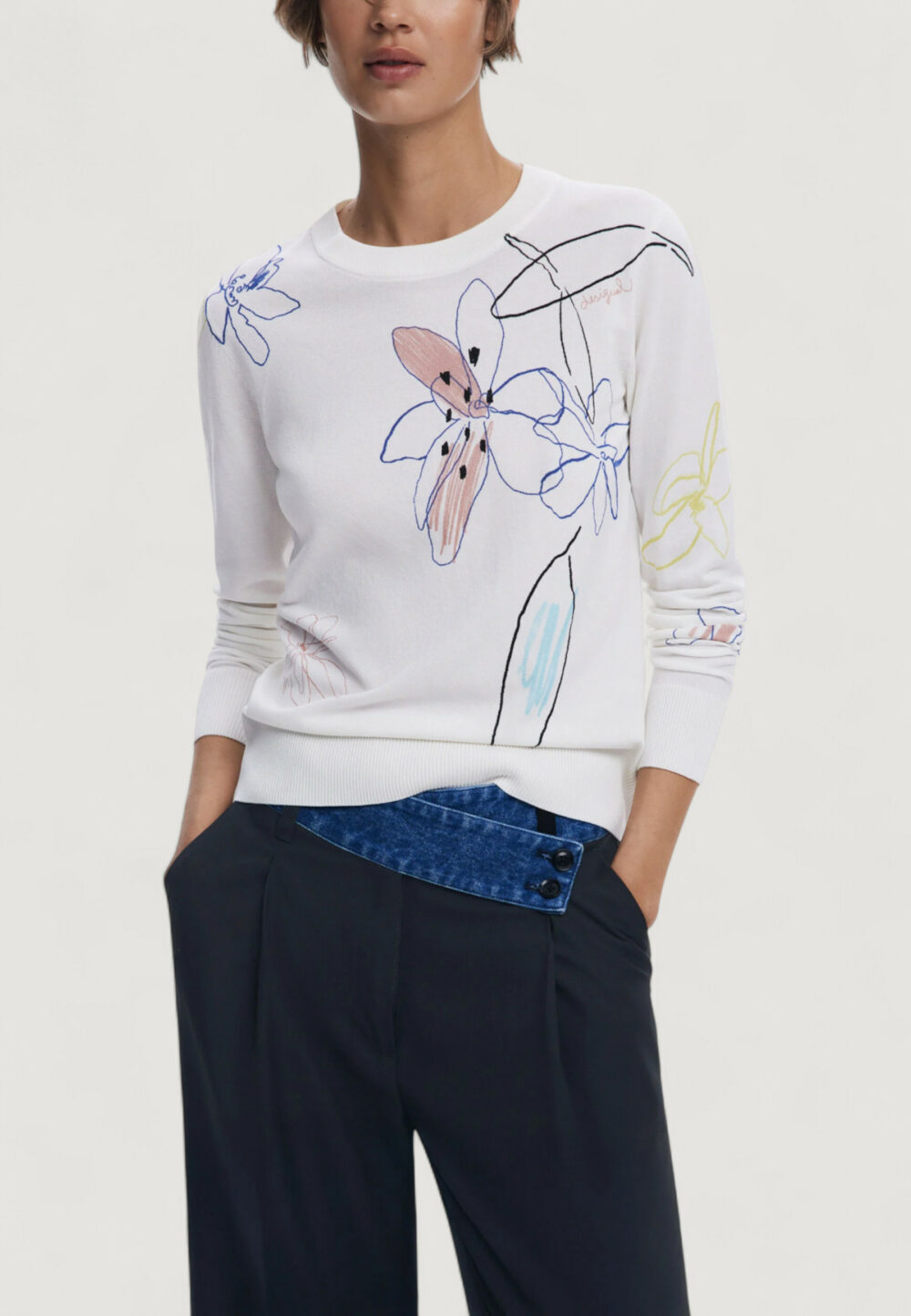 Maglia Desigual JERS_ARTY Panna - Foto 1