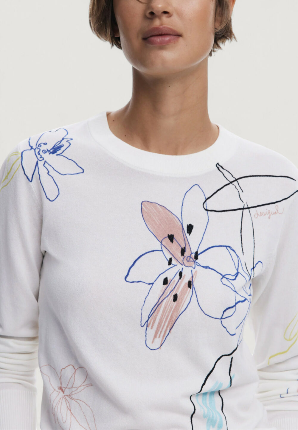 Maglia Desigual JERS_ARTY Panna - Foto 3