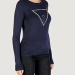 Maglia Guess LS CN KIARA TRIANGLE LOGO SWTR Blu - Foto 3