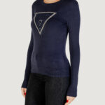 Maglia Guess LS CN KIARA TRIANGLE LOGO SWTR Blu - Foto 4