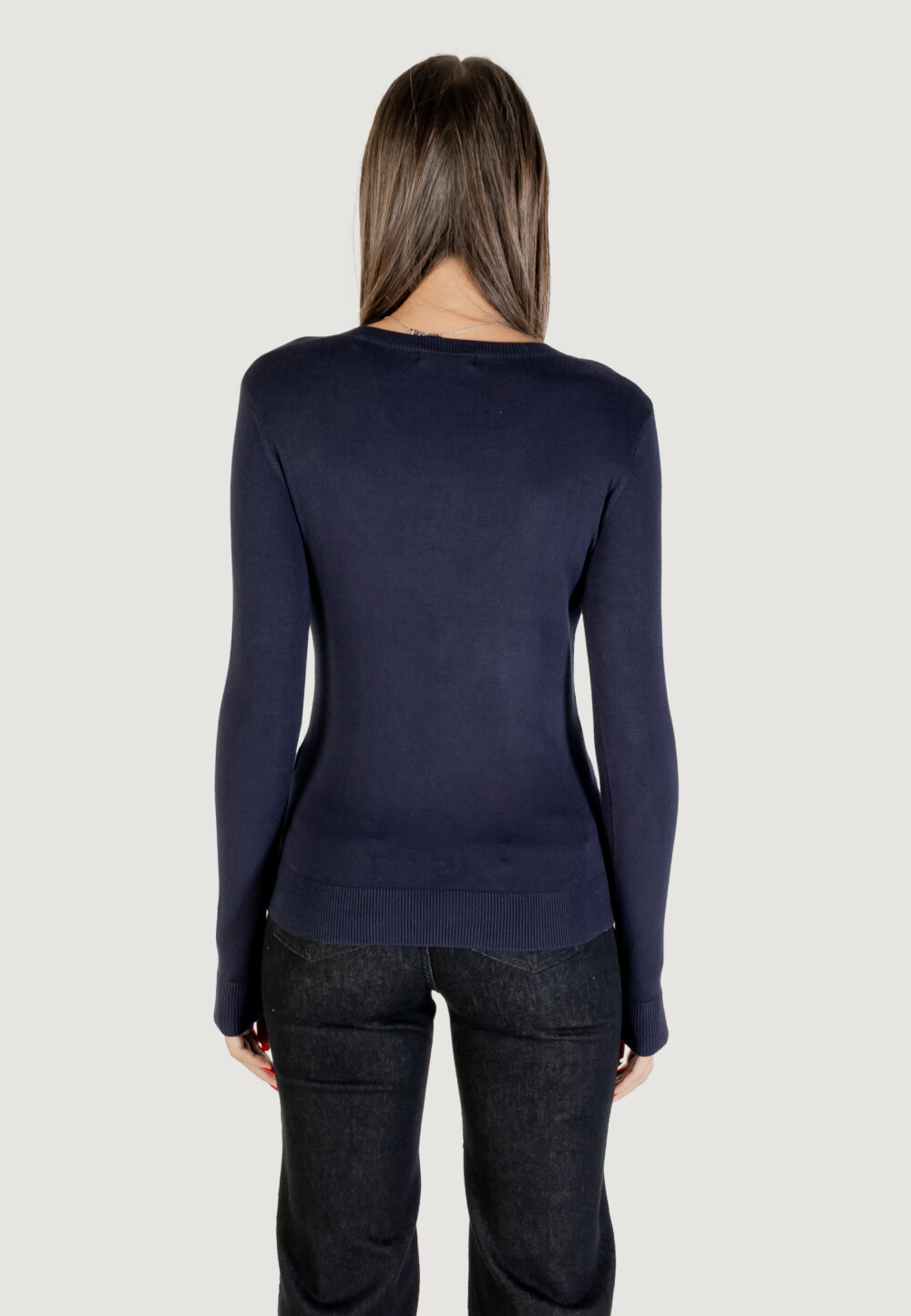 Maglia Guess LS CN KIARA TRIANGLE LOGO SWTR Blu - Foto 5