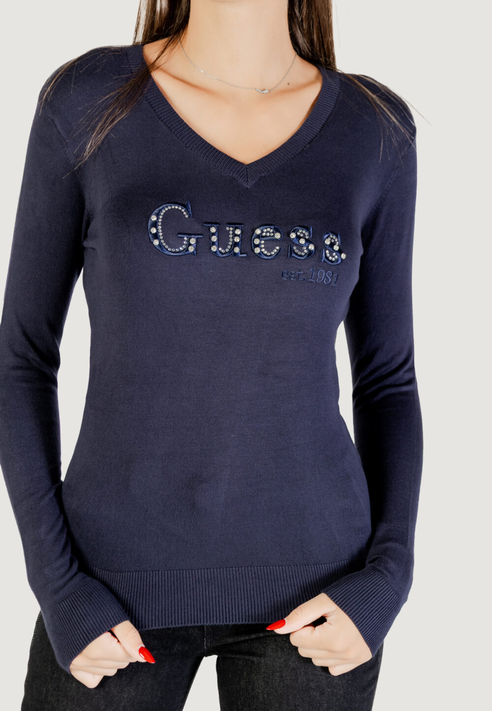Maglia Guess LS VN KENZIE LOGO SWTR Blu - Foto 2