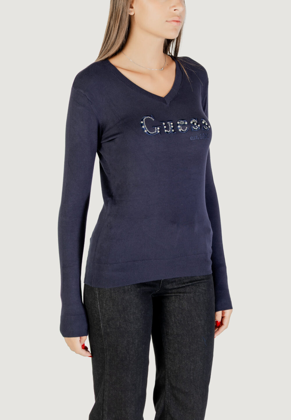 Maglia Guess LS VN KENZIE LOGO SWTR Blu - Foto 3