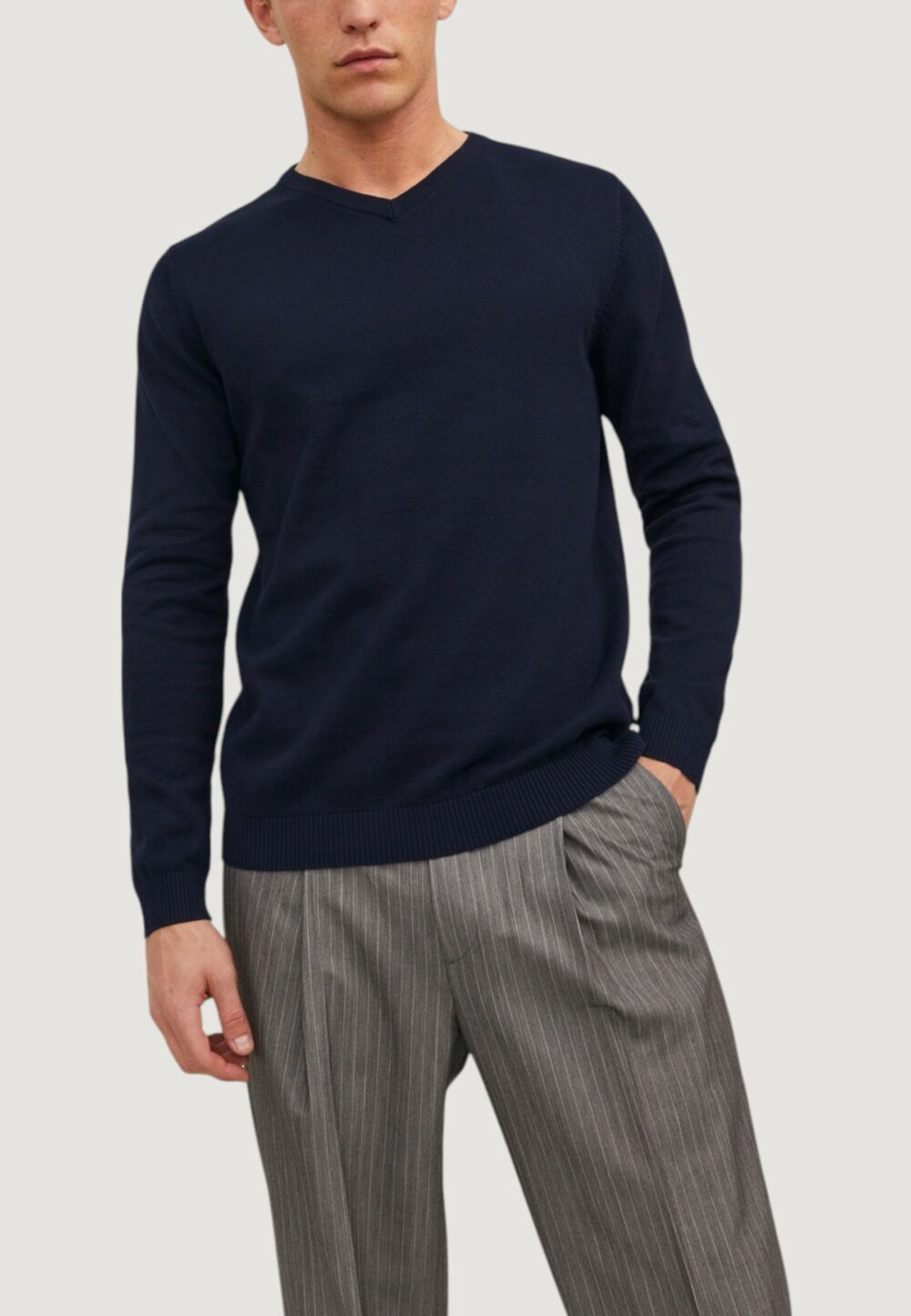 Maglia Jack Jones JJEBASIC KNIT V-NECK NOOS Blue scuro - Foto 2