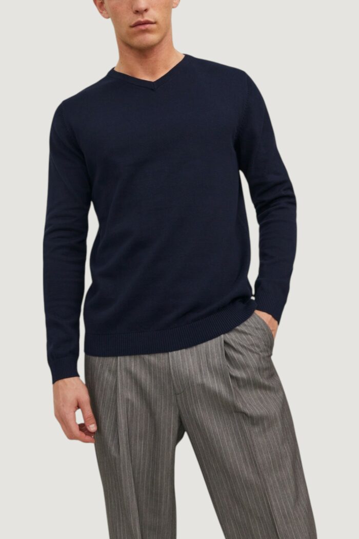 Maglia Jack Jones JJEBASIC KNIT V-NECK NOOS Blue scuro
