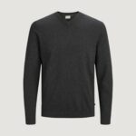 Maglia Jack Jones JJEBASIC KNIT V-NECK NOOS Grigio Scuro - Foto 1