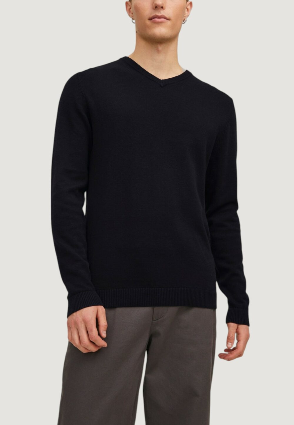Maglia Jack Jones JJEBASIC KNIT V-NECK NOOS Nero - Foto 2