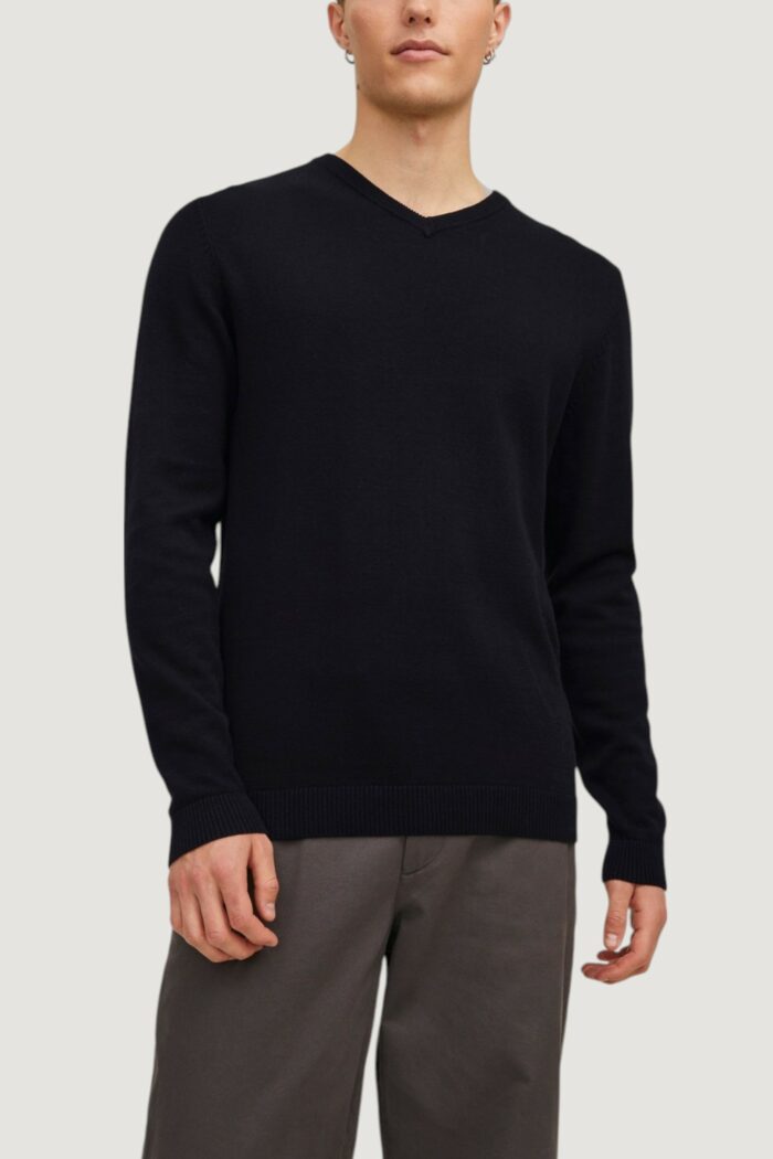 Maglia Jack Jones JJEBASIC KNIT V-NECK NOOS Nero