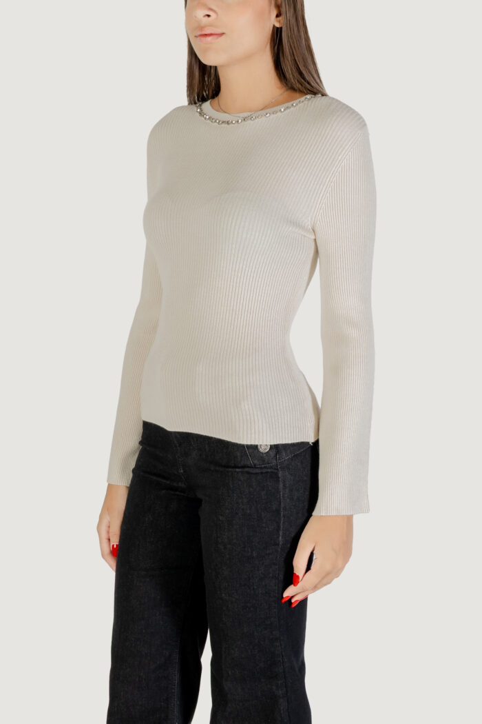 Maglia Only ONLNATASCHA LS BLING ONECK CC KNT Beige chiaro