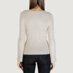 Maglia Only ONLNATASCHA LS BLING ONECK CC KNT Beige chiaro - Foto 4