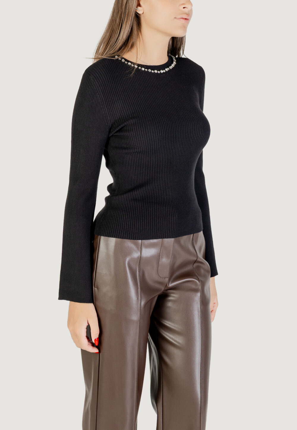 Maglia Only ONLNATASCHA LS BLING ONECK CC KNT Nero - Foto 3